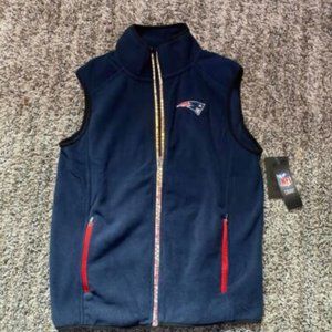 New England Patriots Authentic NFL Men's Soft Fleece Vest - Sm- Navy - Full-zip